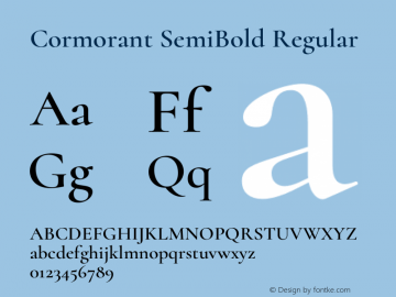 Cormorant SemiBold Regular Version 3.002;PS 003.002;hotconv 1.0.88;makeotf.lib2.5.64775 Font Sample