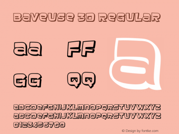 Baveuse 3D Regular Version 5.001 Font Sample
