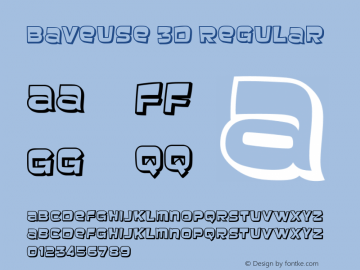 Baveuse 3D Regular Version 5.001 Font Sample