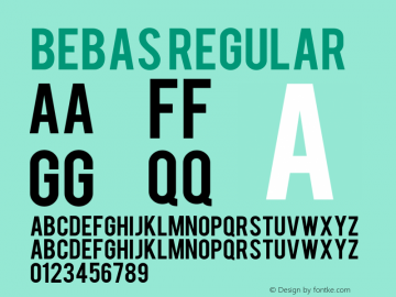 Bebas Regular Bebas versoin1.0 Font Sample