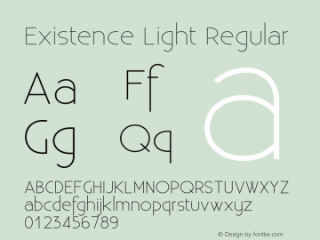 Existence Light Regular Version 1.001;PS 001.001;Core 1.0.38 Font Sample