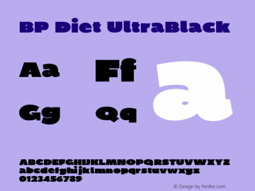 BP Diet UltraBlack Version 001.000 Font Sample
