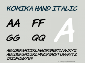 Komika Hand Italic 2.0 Font Sample