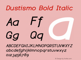 Dustismo Bold Italic Version 1.06 2003 Font Sample