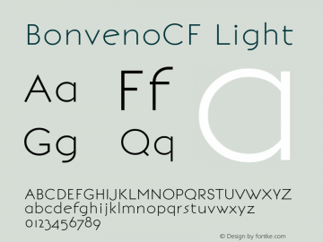 BonvenoCF Light Version 1.1.0 Font Sample
