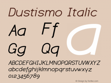 Dustismo Italic Version 1.06 2003 Font Sample
