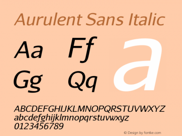 Aurulent Sans Italic Version 2007.05.04 Font Sample