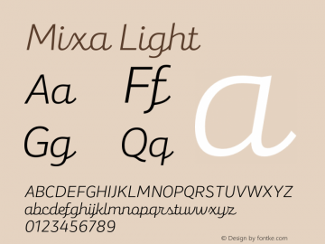 Mixa Light Version 1.000 Font Sample