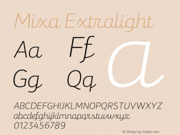 Mixa Extralight Version 1.000 Font Sample