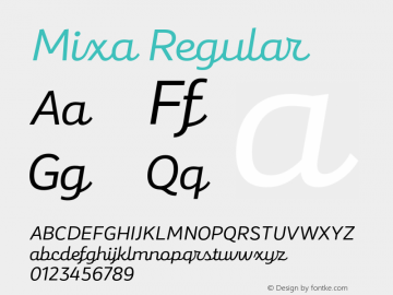 Mixa Regular Version 1.000 Font Sample