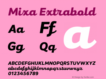 Mixa Extrabold Version 1.000 Font Sample