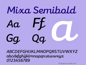 Mixa Semibold Version 1.000 Font Sample