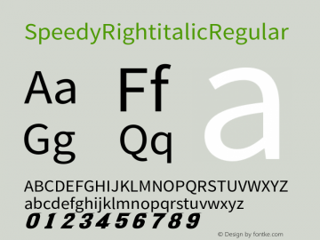 Speedy Right italic Regular Version 1.000;PS 1;hotconv 1.0.88;makeotf.lib2.5.64775 Font Sample