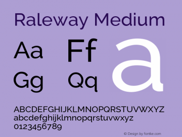 Raleway Medium Version 2.001 Font Sample