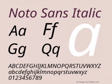 Noto Sans Italic Version 1.04 Font Sample