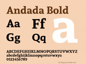 Andada Bold Version 1.003 Font Sample