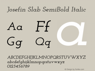 Josefin Slab SemiBold Italic Version 1.000 Font Sample