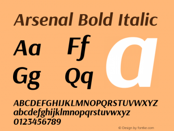 Arsenal Bold Italic Version 1.000 Font Sample