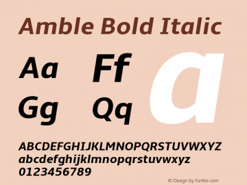 Amble Bold Italic Version 1.00000; 2009图片样张
