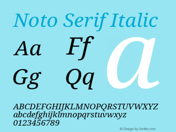 Noto Serif Italic Version 1.02图片样张