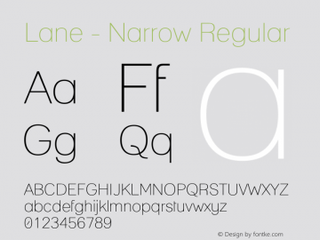 Lane - Narrow Regular 1.1 Font Sample