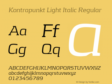 Kontrapunkt Light Italic Regular Version 001.000图片样张