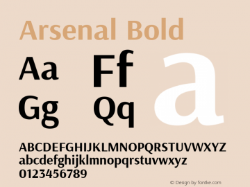 Arsenal Bold Version 1.000 Font Sample