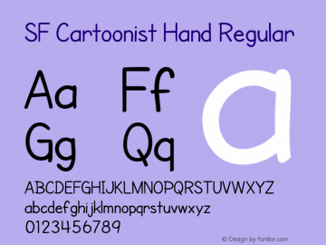 SF Cartoonist Hand Regular ver 2.0; 2000. Freeware. Font Sample