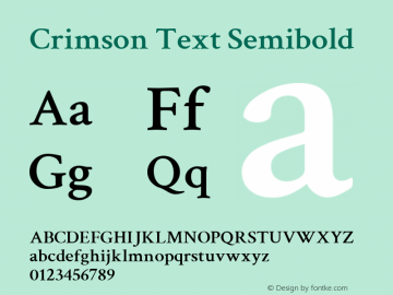 Crimson Text Semibold Version 0.12 Font Sample