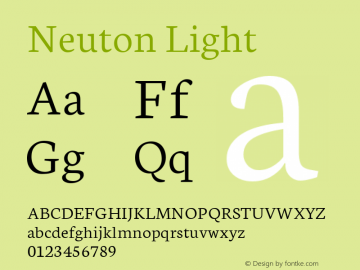 Neuton Light Version 1.42 Font Sample