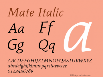 Mate Italic Version 1.002 Font Sample