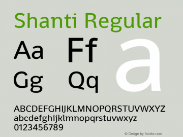 Shanti Regular Version 1.000 Font Sample