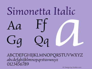 Simonetta Italic Version 1.002 Font Sample