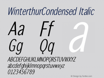 WinterthurCondensed Italic 1.0 2005-03-31 Font Sample