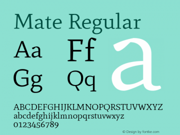 Mate Regular Version 1.002 Font Sample