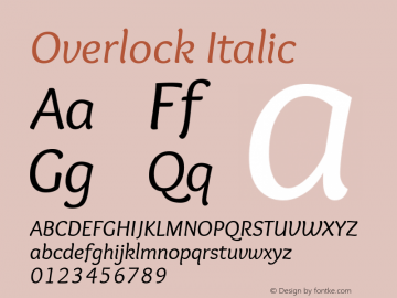 Overlock Italic Version 1.001 Font Sample