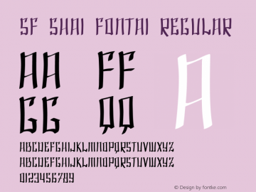 SF Shai Fontai Regular ver 1.0; 2000. Freeware for non-commercial use. Font Sample