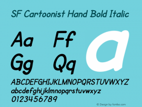 SF Cartoonist Hand Bold Italic ver 2.0; 2000. Freeware. Font Sample