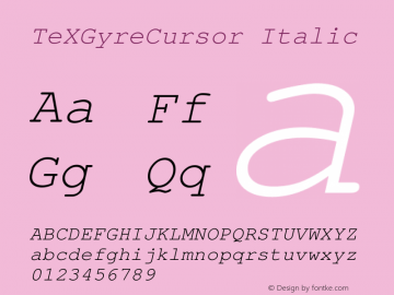 TeXGyreCursor Italic Version 1.103;PS 1.103;hotconv 1.0.49;makeotf.lib2.0.14853 Font Sample