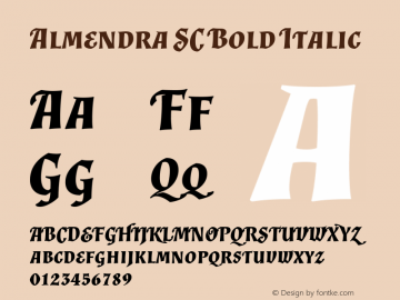 Almendra SC Bold Italic Version 1.003 Font Sample