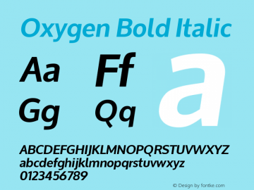 Oxygen Bold Italic Version 1.000 Font Sample