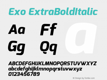 Exo ExtraBoldItalic Version 1.00图片样张