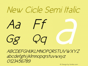 New Cicle Semi Italic Version 001.000 Font Sample