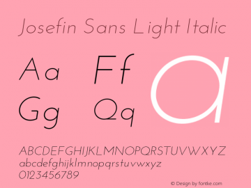 Josefin Sans Light Italic Version 1.0 Font Sample