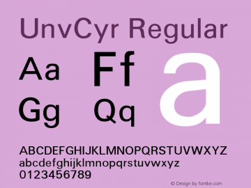 UnvCyr Regular Version 1.02 Font Sample