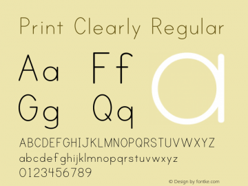 Print Clearly Regular Version 001.000 Font Sample