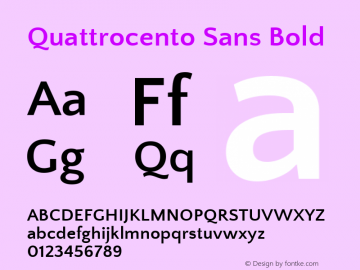 Quattrocento Sans Bold Version 2.000 Font Sample