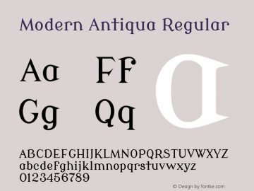 Modern Antiqua Regular Version 1.0 Font Sample