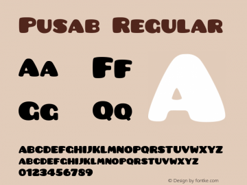 Pusab Regular Version 1.000;PS 001.000;hotconv 1.0.38 Font Sample