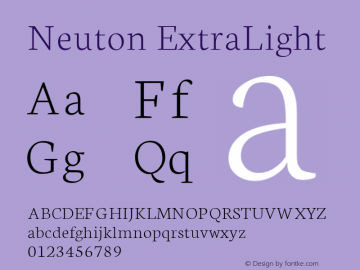 Neuton ExtraLight Version 1.4 Font Sample